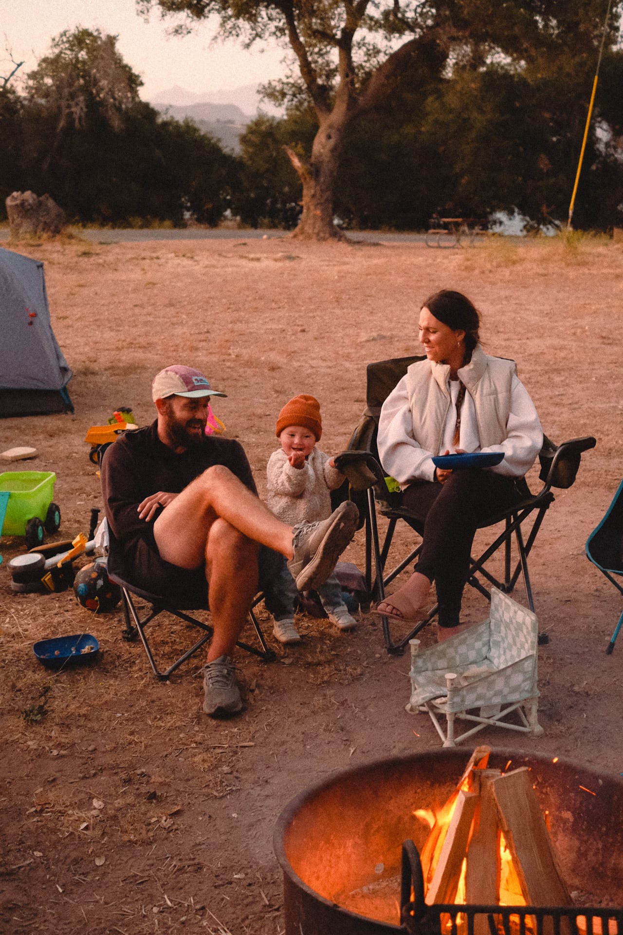 Van life family camping trip with a custom converted van